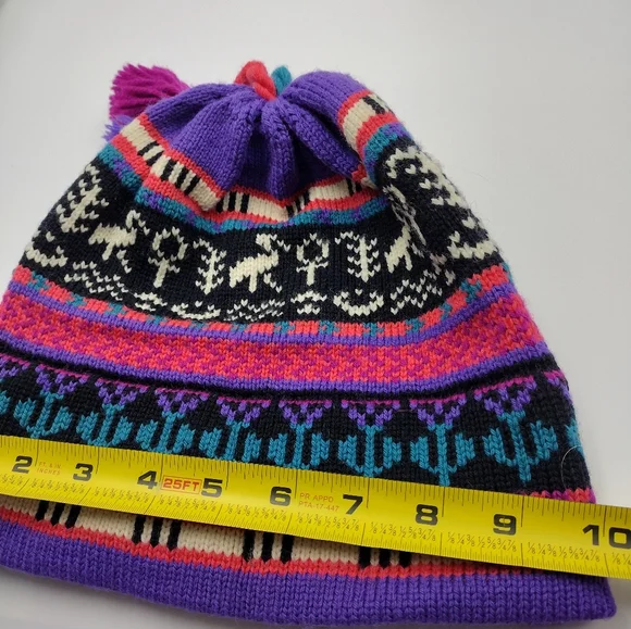 Vtg 80s Ski Hat Beanie Wool MOUNTAIN LADIES EWE Apres Cap Snow toboggan Retro - Picture 5 of 8